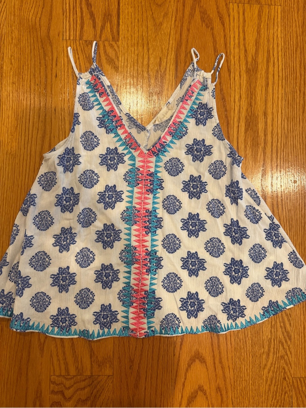 Altar'd State Blue and White Patterned Tank